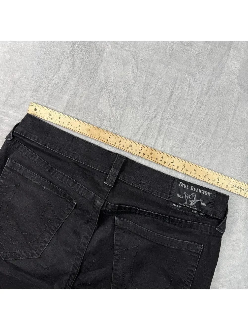 True Religion Ricky Shorts Black Cut Off Denim No Flap Size 38 Jorts Streetwear